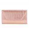 Champagne Faux Leather Foldover Clutch
