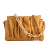 Yellow Ruched Chain Clutch