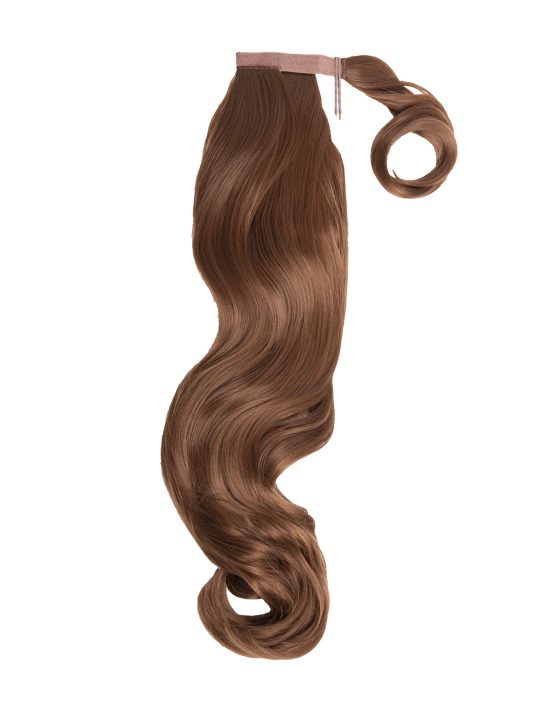 Curly Golden Brown Wraparound Ponytail