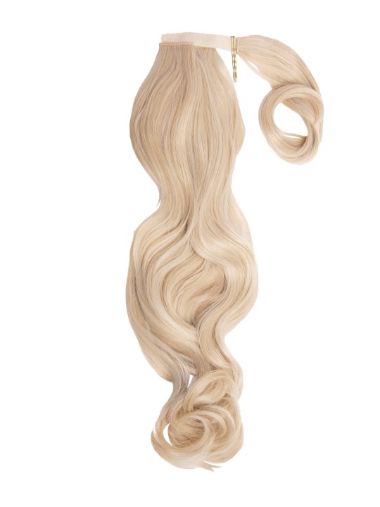 Curly Champagne Blonde Wraparound Ponytail