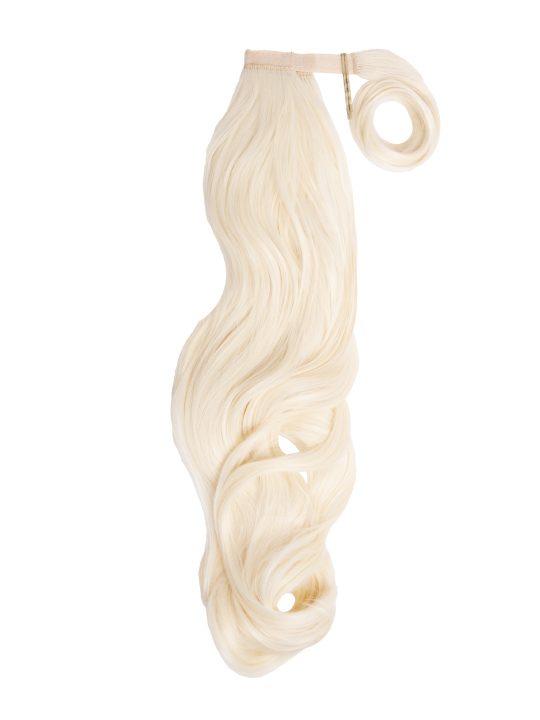 Curly Pure Blonde Wraparound Ponytail