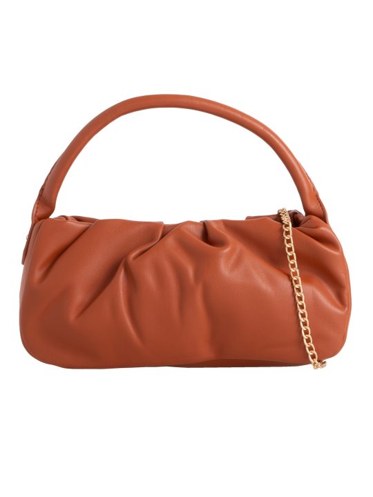 Brown Ruched Handbag