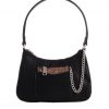 Black Textured Handbag With Purse