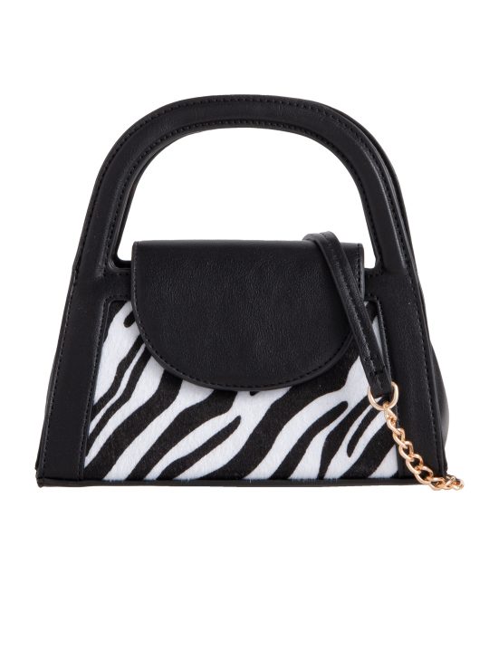 Black Zebra Print Detail Handbag