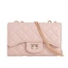 Nude Quilted Faux Leather Shoulder Bag