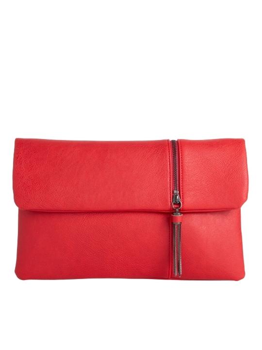 Red Faux Leather Clutch Bag