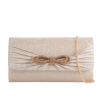 Gold Rhinestone Bow Detail Clutch Bag