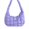 Lilac Faux Leather Puffer Shoulder Bag