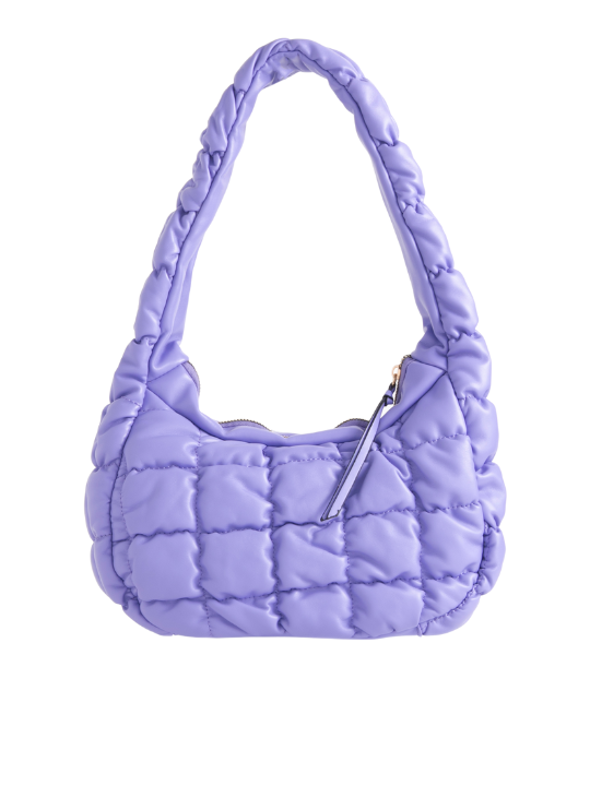 Lilac Faux Leather Puffer Shoulder Bag