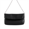 Black Faux Leather Foldover Shoulder Bag
