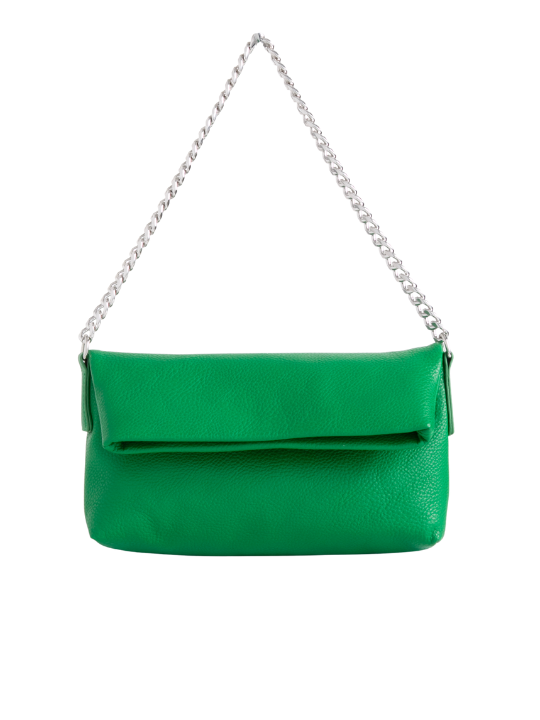 Green Faux Leather Foldover Shoulder Bag