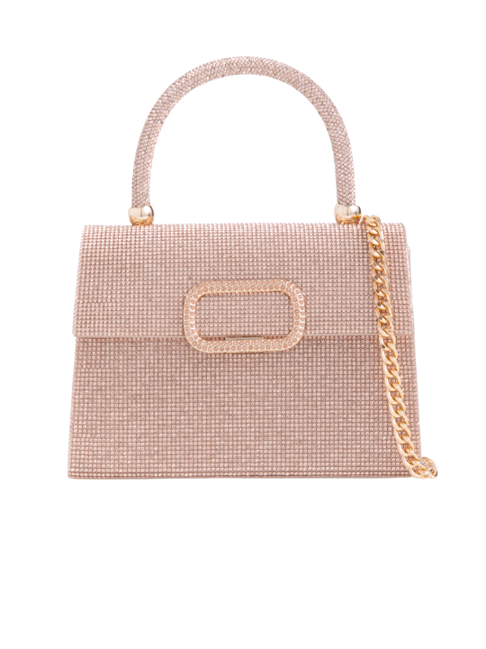 Rose Gold Rhinestone Buckle Mini Handbag