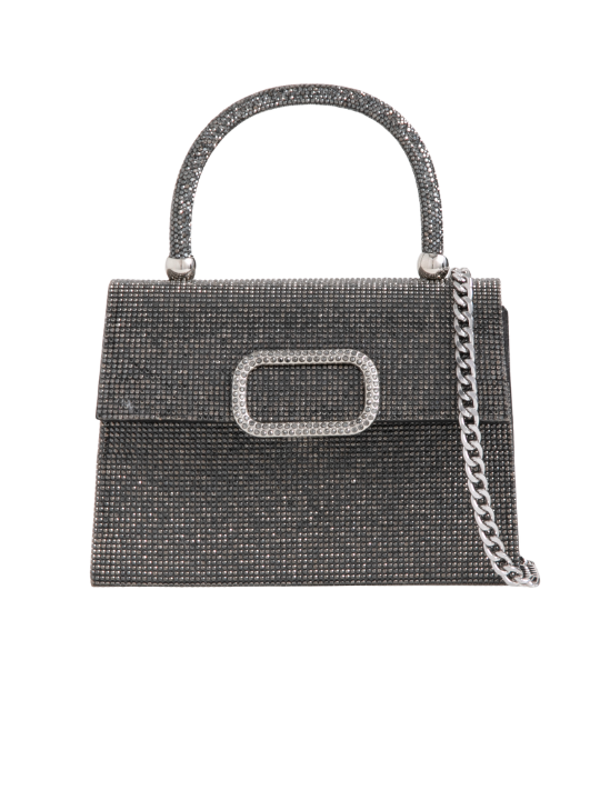 Black Rhinestone Buckle Mini Handbag