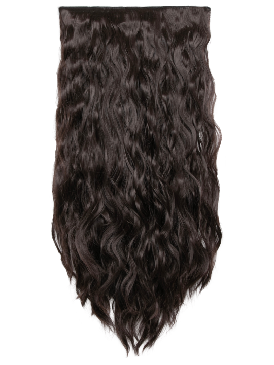 kylie beach wave crimped style 20 Inch Hair Extensions In Coffee Brown, synthetic clip in hair extensions